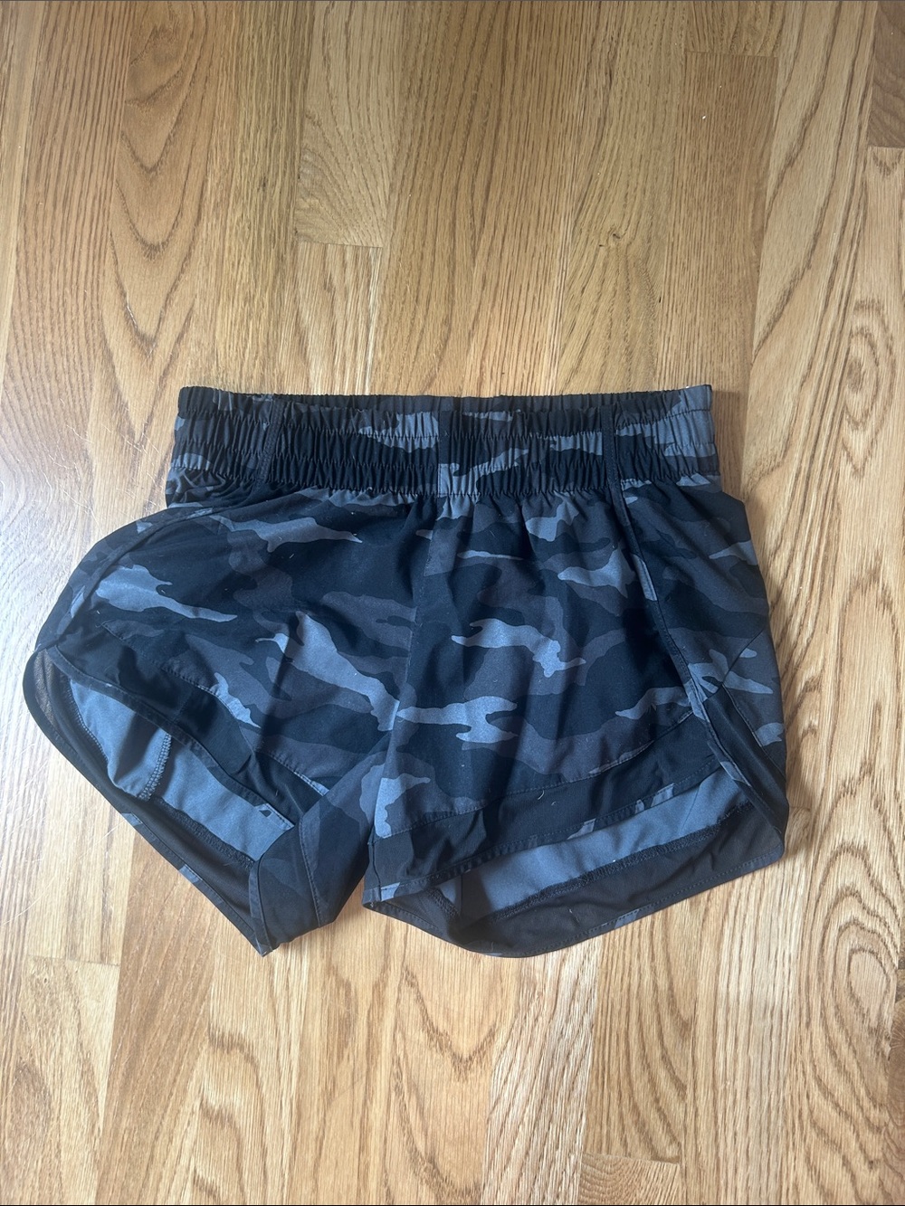 Athleta Black and Gray Camo Athletic Shorts